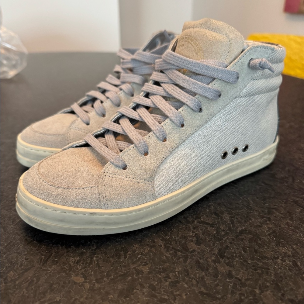 P448 high top leather & suede sneakers